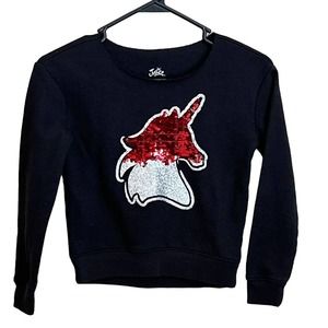 Girls Justice Black Sequins Unicorn Sweater Size 7
